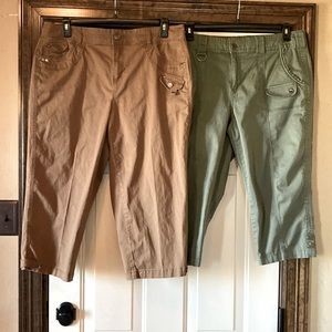 2 size 16 Style an Co.Capris - Army Green and Clay/Tan